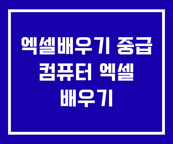 엑셀배우기 중급 컴퓨터 엑셀 배우기