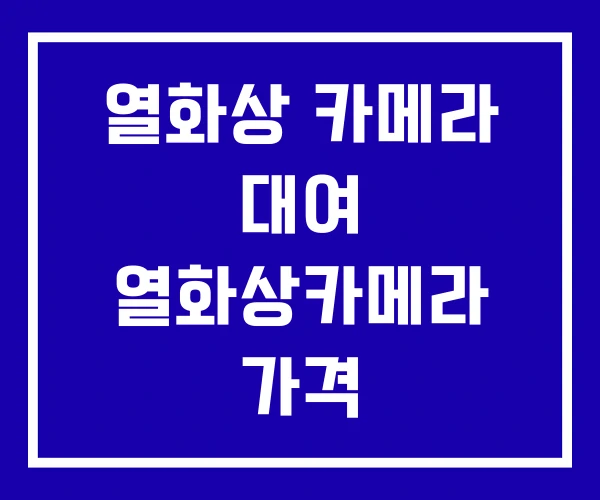 열화상 카메라 대여 열화상카메라 가격