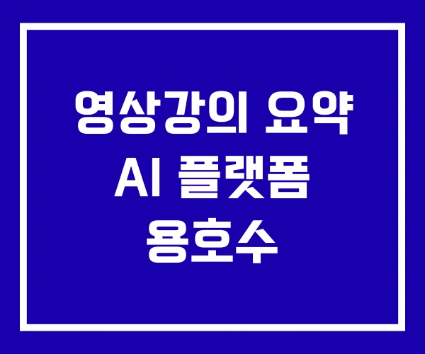 영상강의 요약 AI 플랫폼 용호수 영상강의 요약 AI 플랫폼 용호수