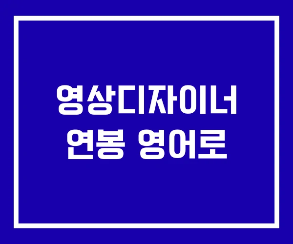 영상디자이너 연봉 영어로