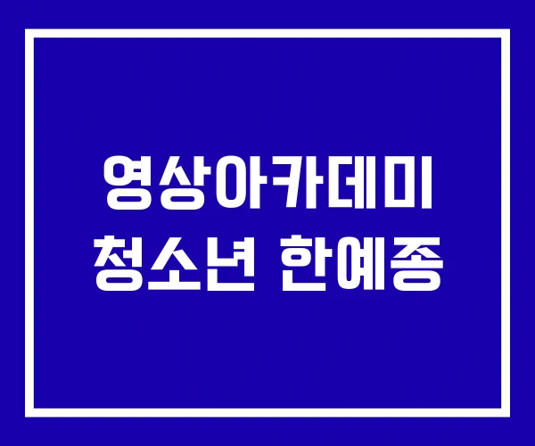 영상아카데미 청소년 한예종