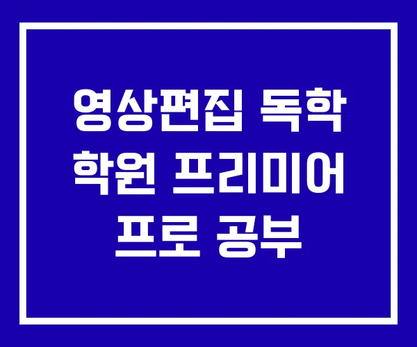 영상편집 독학 학원 프리미어 프로 공부