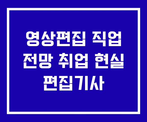 영상편집 직업 전망 취업 현실 편집기사