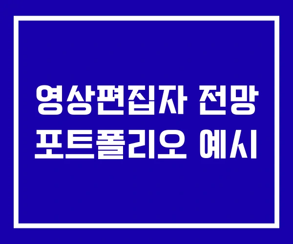 영상편집자 전망 포트폴리오 예시