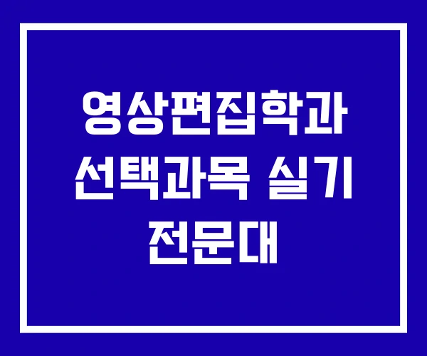 영상편집학과 선택과목 실기 전문대