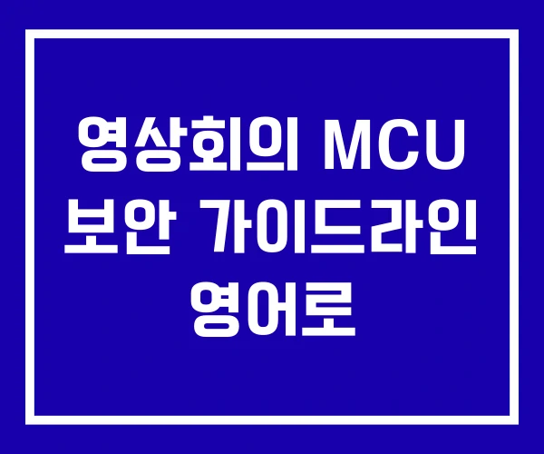 영상회의 MCU 보안 가이드라인 영어로 영상회의 MCU 보안 가이드라인 영어로