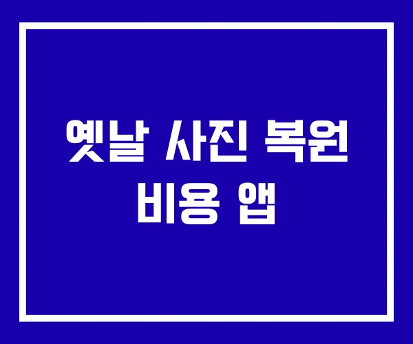 옛날 사진 복원 비용 앱