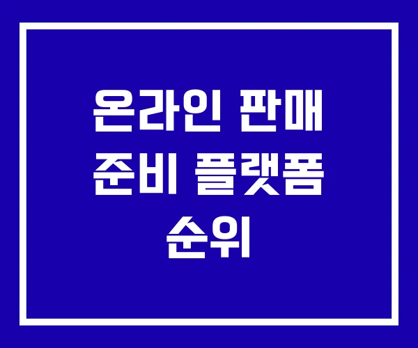 온라인 판매 준비 플랫폼 순위