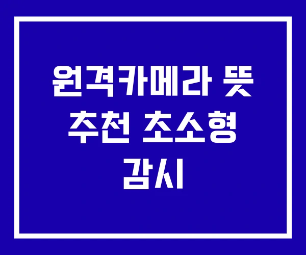 원격카메라 뜻 추천 초소형 감시