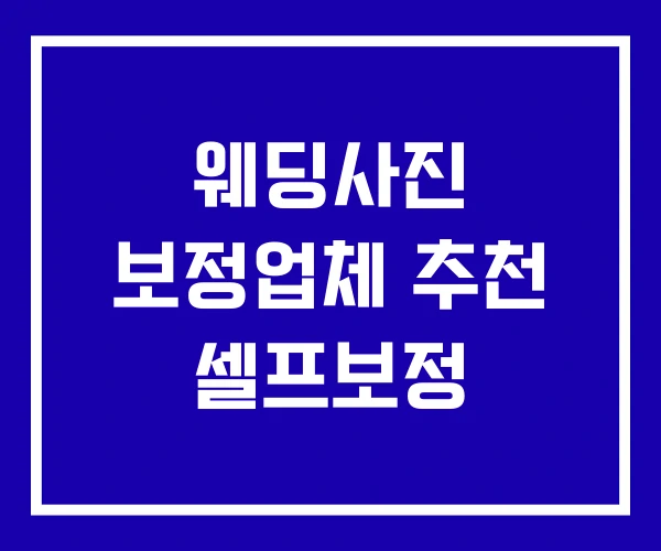 웨딩사진 보정업체 추천 셀프보정