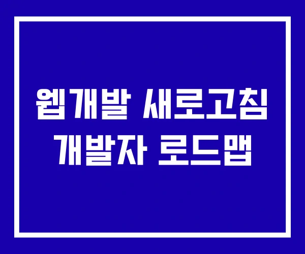 웹개발 새로고침 개발자 로드맵