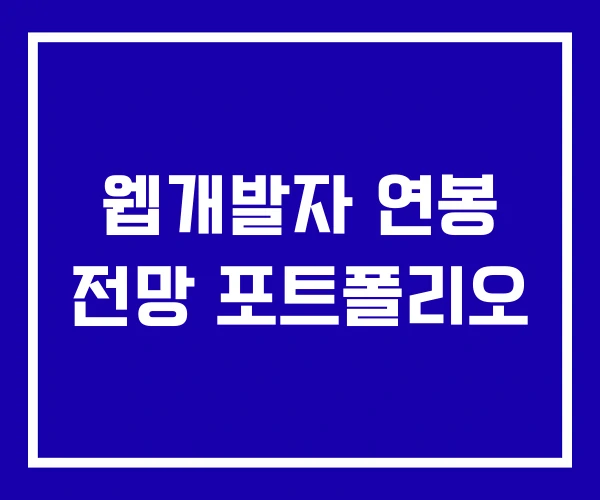 웹개발자 연봉 전망 포트폴리오