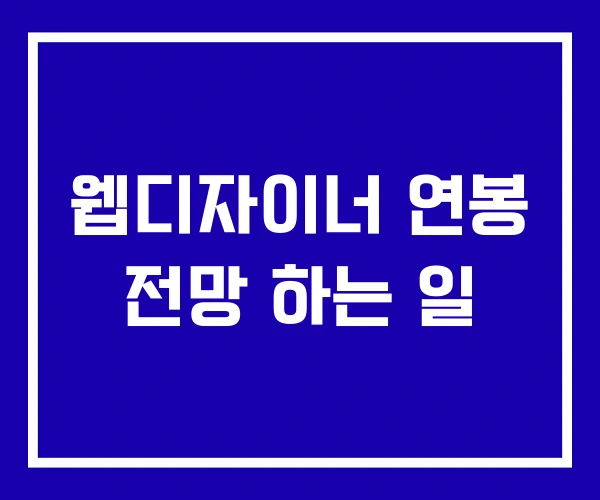 웹디자이너 연봉 전망 하는 일