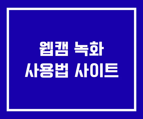웹캠 녹화 사용법 사이트