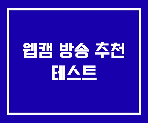 웹캠 방송 추천 테스트