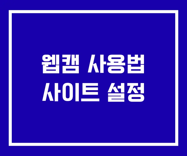 웹캠 사용법 사이트 설정