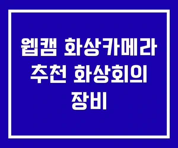 웹캠 화상카메라 추천 화상회의 장비