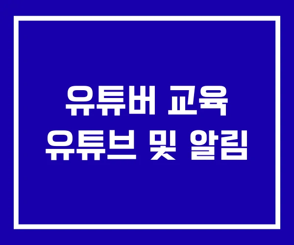 유튜버 교육 유튜브 및 알림