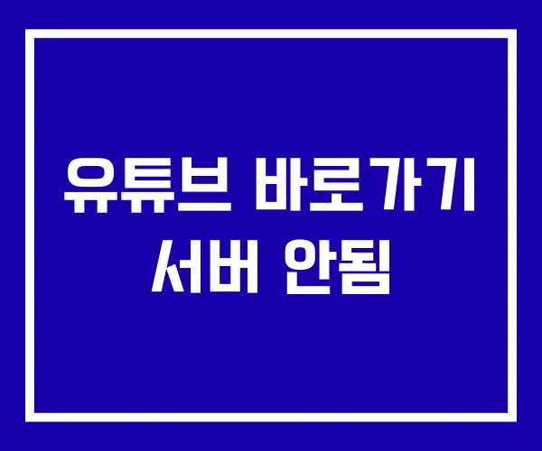 유튜브 바로가기 서버 안됨