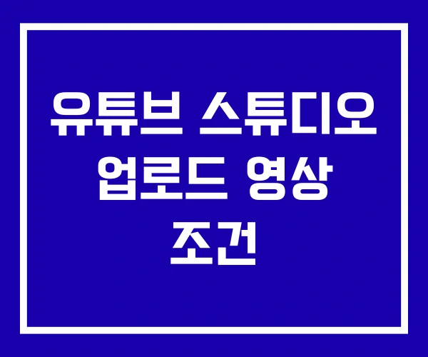 유튜브 스튜디오 업로드 영상 조건