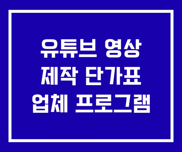 유튜브 영상 제작 단가표 업체 프로그램
