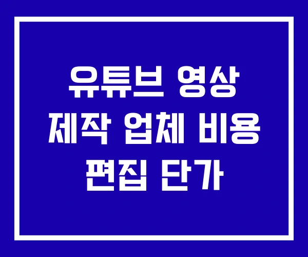 유튜브 영상 제작 업체 비용 편집 단가
