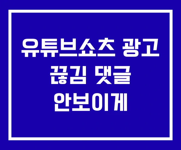 유튜브쇼츠 광고 끊김 댓글 안보이게