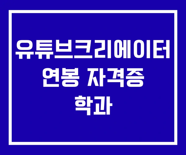 유튜브크리에이터 연봉 자격증 학과