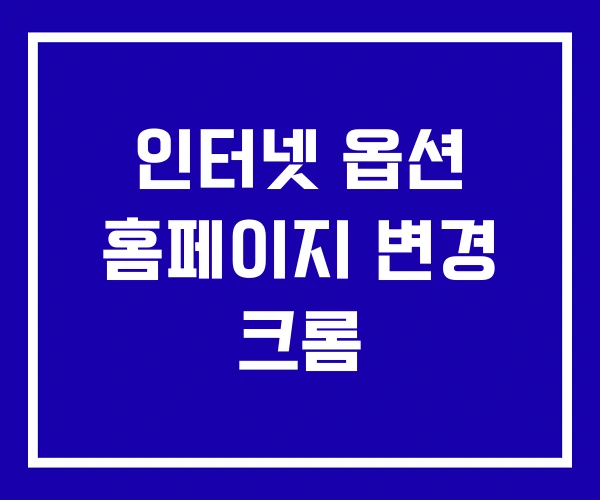 인터넷 옵션 홈페이지 변경 크롬