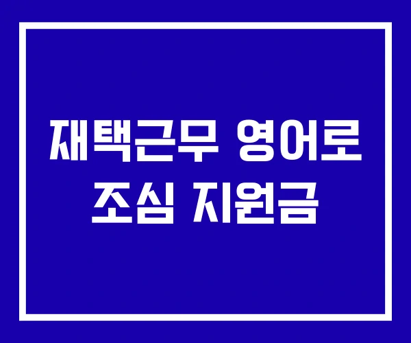 재택근무 영어로 조심 지원금