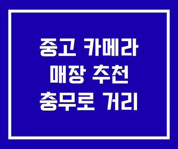 중고 카메라 매장 추천 충무로 거리