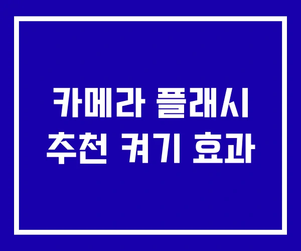 카메라 플래시 추천 켜기 효과