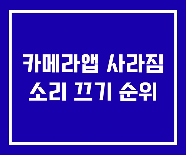 카메라앱 사라짐 소리 끄기 순위