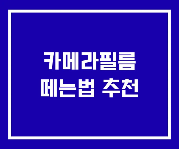 카메라필름 떼는법 추천