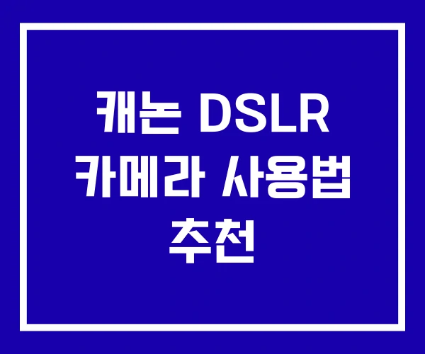 캐논 DSLR 카메라 사용법 추천 캐논 DSLR 카메라 사용법 추천