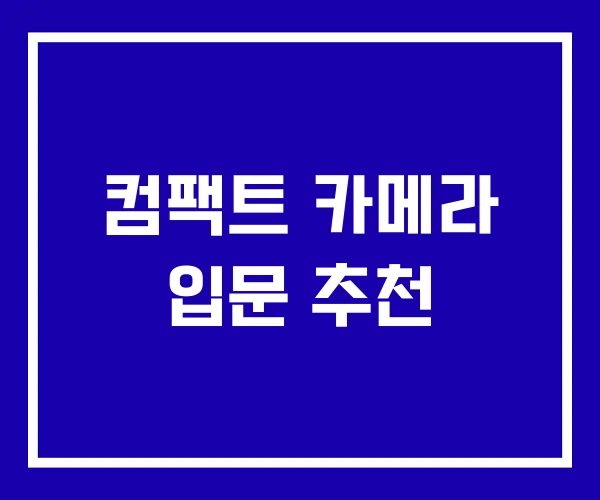 컴팩트 카메라 입문 추천