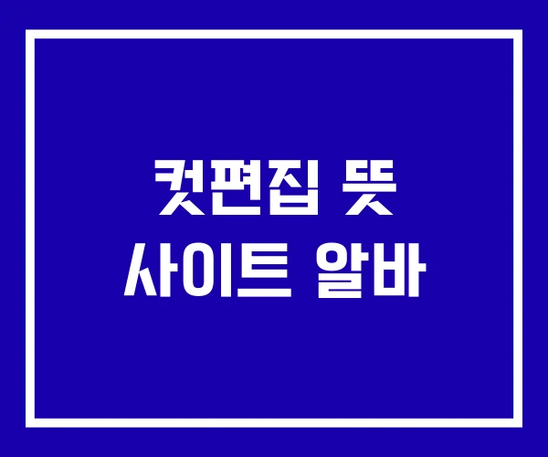 컷편집 뜻 사이트 알바