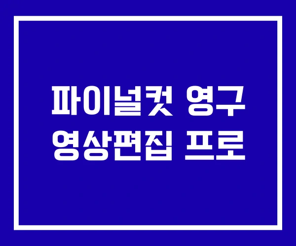 파이널컷 영구 영상편집 프로