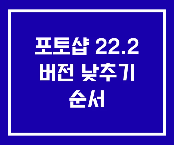 포토샵 22.2 버전 낮추기 순서 포토샵 22.2 버전 낮추기 순서