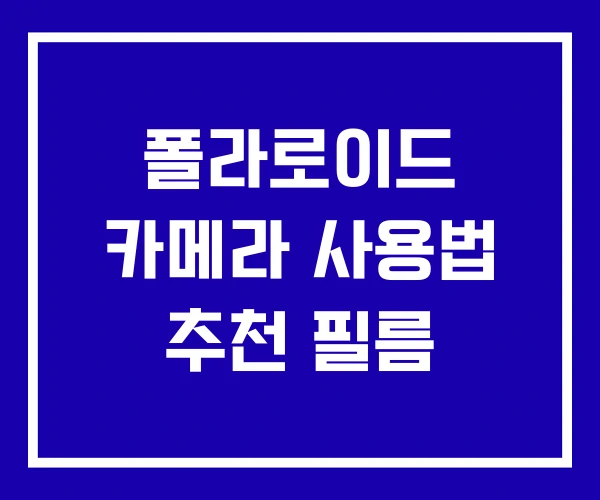 폴라로이드 카메라 사용법 추천 필름