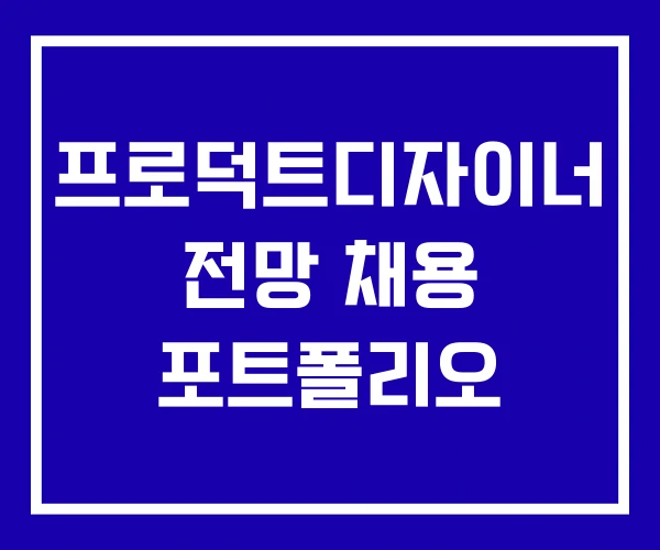 프로덕트디자이너 전망 채용 포트폴리오
