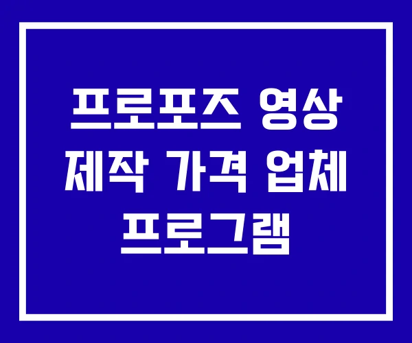 프로포즈 영상 제작 가격 업체 프로그램