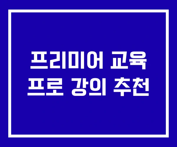 프리미어 교육 프로 강의 추천 프리미어 교육 프로 강의 추천