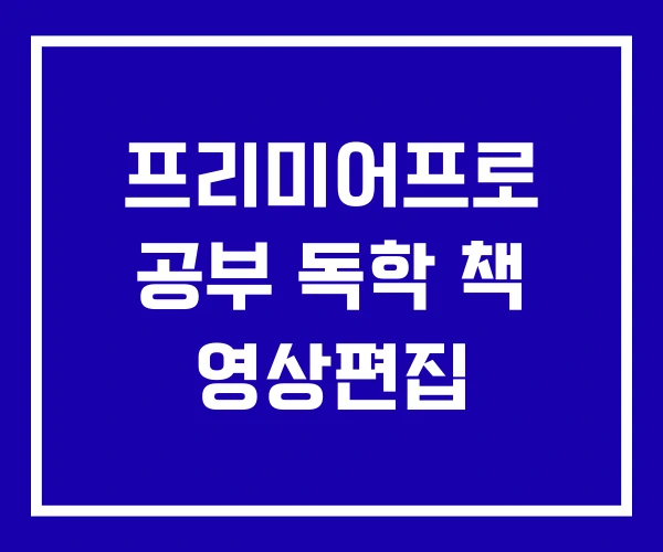 프리미어프로 공부 독학 책 영상편집
