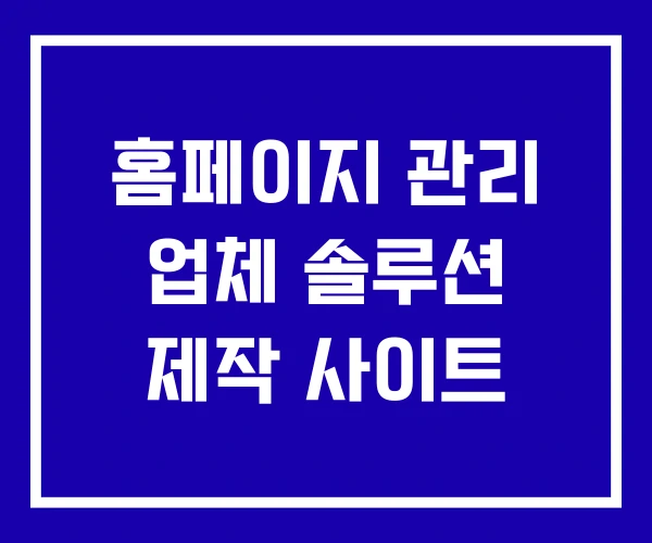 홈페이지 관리 업체 솔루션 제작 사이트