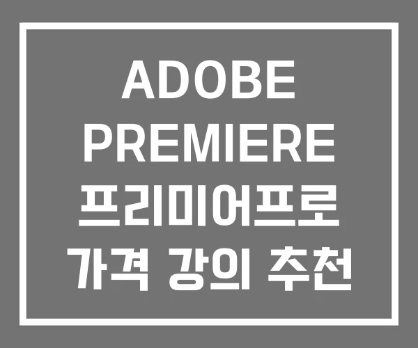 ADOBE PREMIERE 프리미어프로 가격 강의 추천