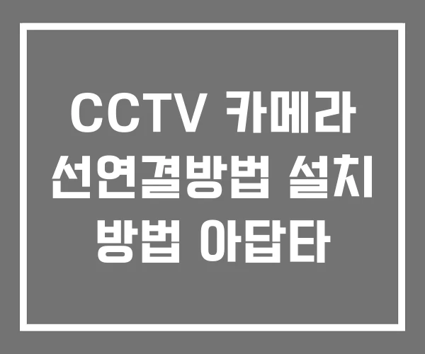 CCTV 카메라 선연결방법 설치 방법 아답타