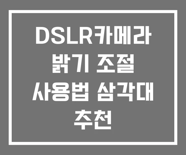 DSLR카메라 밝기 조절 사용법 삼각대 추천