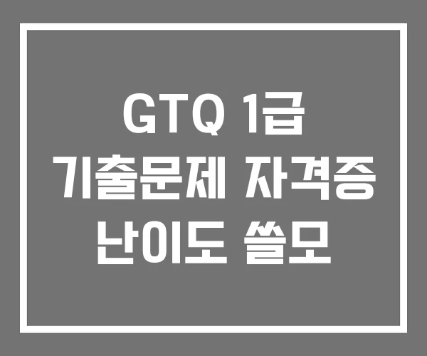 GTQ 1급 기출문제 자격증 난이도 쓸모