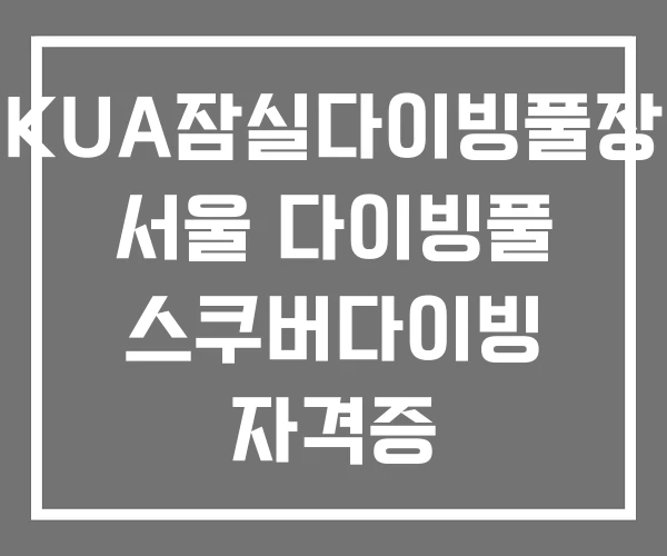 KUA잠실다이빙풀장 서울 다이빙풀 스쿠버다이빙 자격증